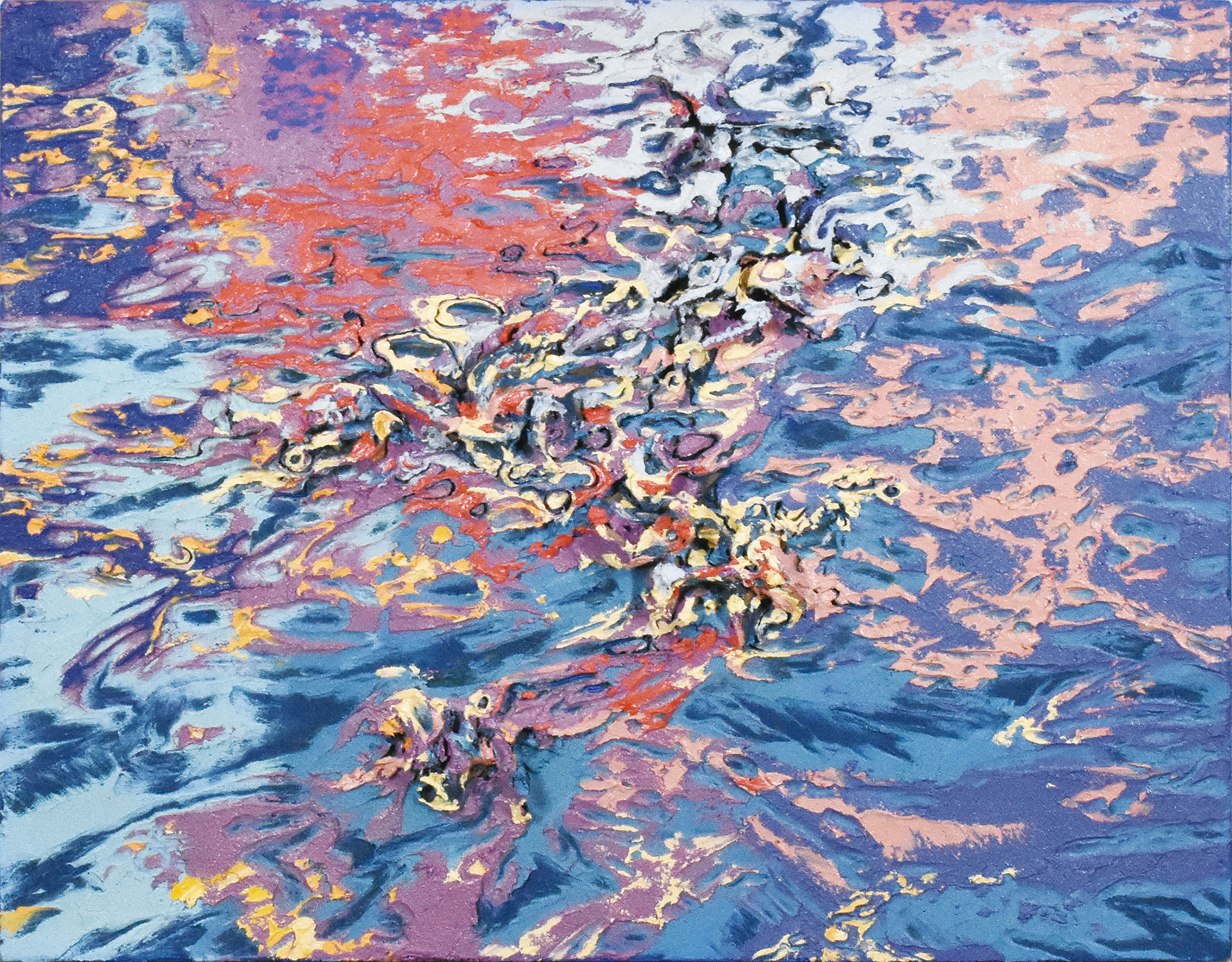 絵画 828 油絵/抽象画風/水面/波/F6号-